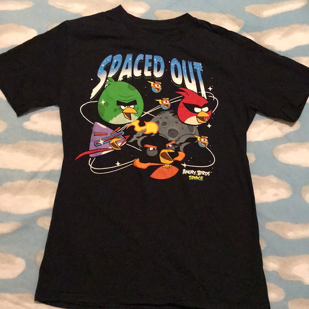 ANGRY BIRD Black T-shirt Sz SM